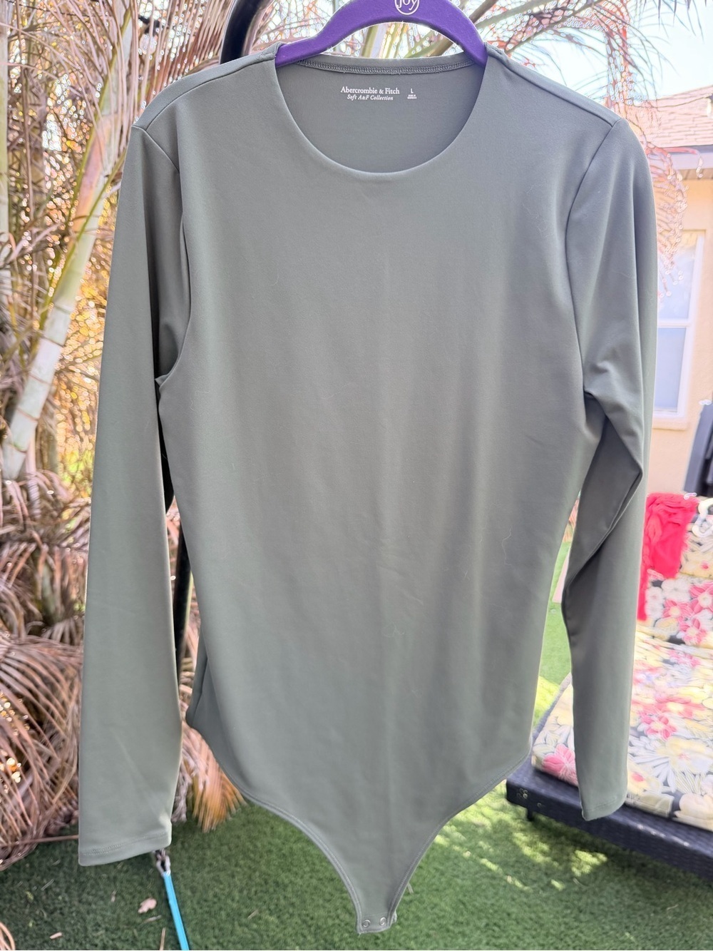 Soft A&F Collection Soft Green Long Sleeve Crewneck Bodysuit